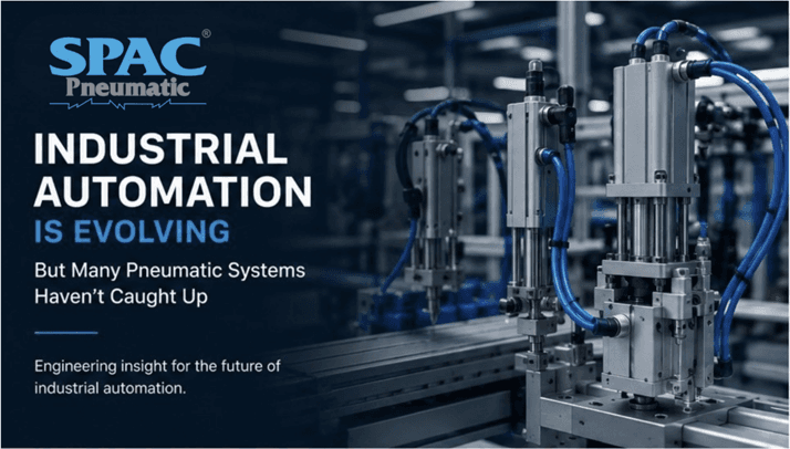 Industrial pneumatic system on factory floor